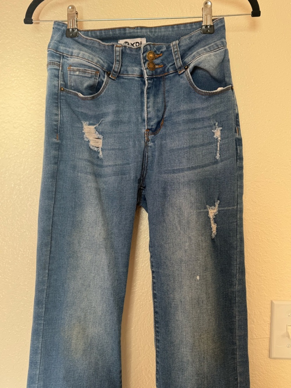 KDF | Distressed High-Rise Flare Jeans - Picture 2 of 5